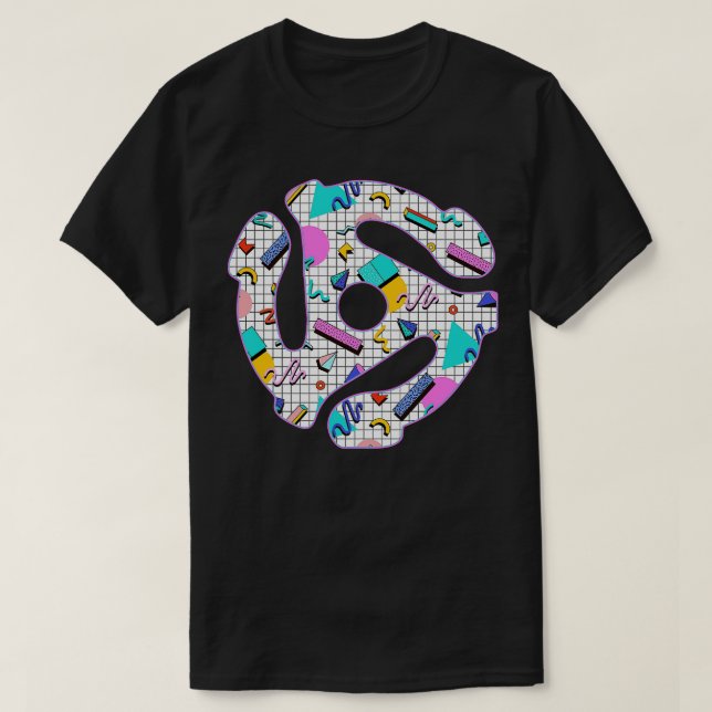 45 Record Adapter 90s Patterns T-Shirt (Design Front)