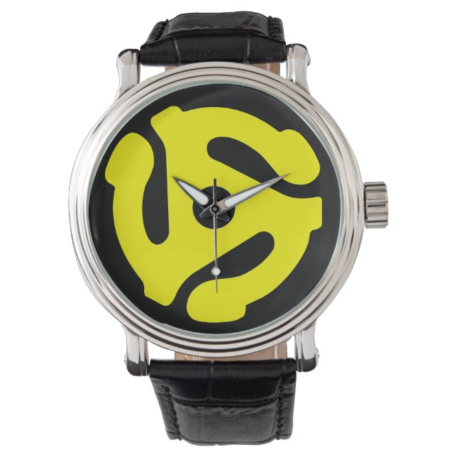 45 rpm adapter watch (yellow on black) (Front)
