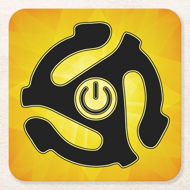 45 RPM Power Record Adapter Square Paper Coaster (Front)