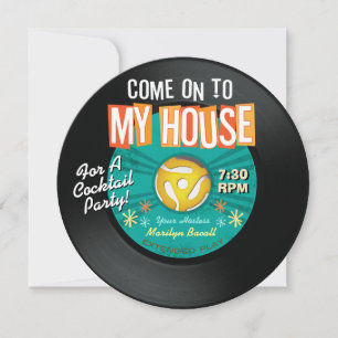 45 RPM RecordCome On To My House Party Invitations