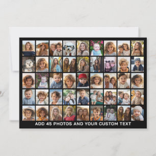 45 Square Photo Collage Grid with Text - black Holiday Card