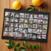 45 Square Photo Collage Grid with Text - black