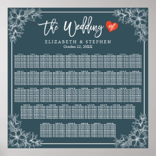 45+ Tables Blue White Floral Wedding Seating Chart