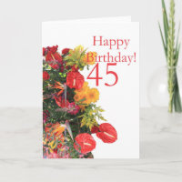 45 th birthday red yellow bouquet