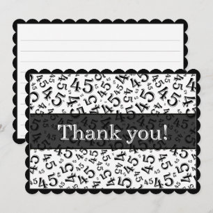 45 "Thank you!" Black/White Number Pattern Thank You Card