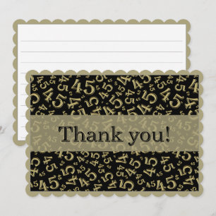 45 "Thank you!" Gold/Black Number Pattern Thank You Card