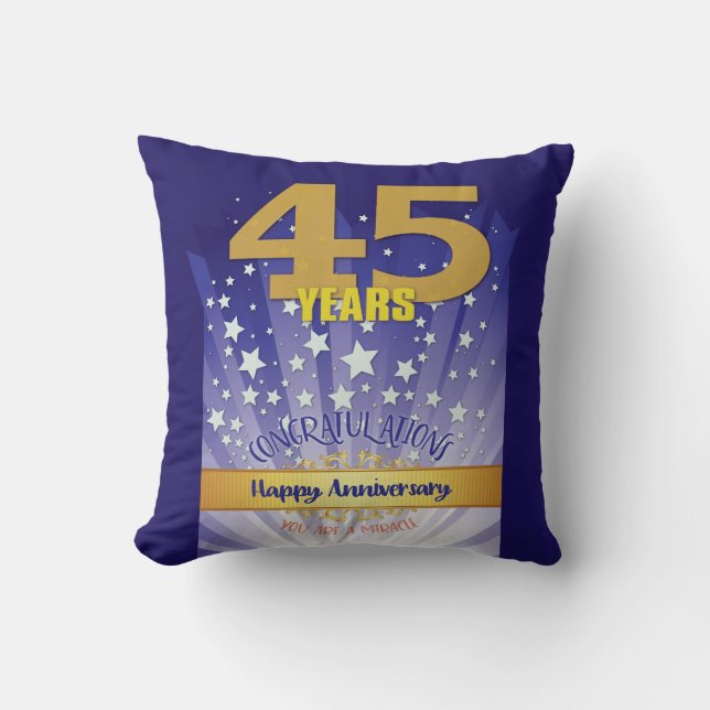 45 Year CUSTOM NAME 12 Step Anniversary Big Number Cushion (Front)