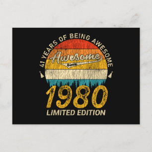 45 Year Old 1980 Retro Awesome 45th Birthday Gift Postcard