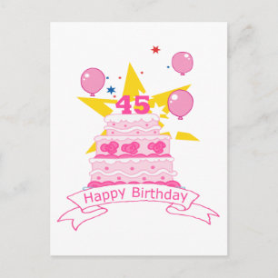 45 Year Old Birthday Cake Postcard
