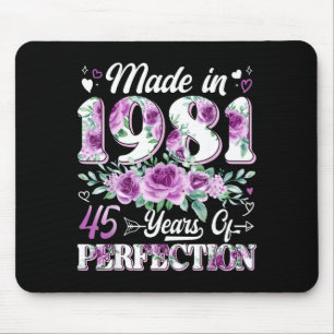 45 year old made in 1981 floral 45th birthday wome mouse pad