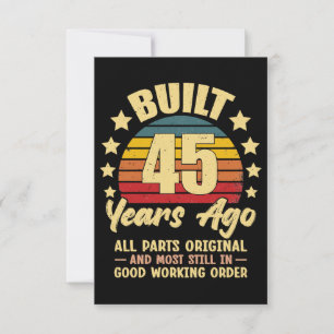 45 Years Ago All Parts Original 45th Birthday Card