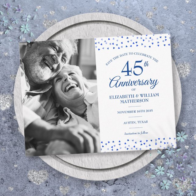 45th 65th Anniversary Hearts Save the Date Photo Announcement Postcard (45th 65th Anniversary Hearts Save the Date Photo Announcement Postcard)
