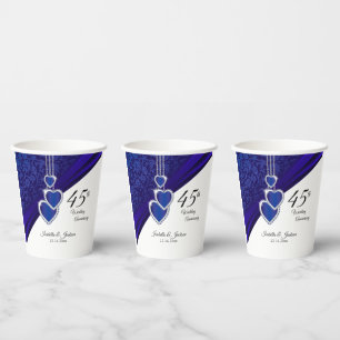45th / 65th Sapphire Wedding Anniversary  Paper Cups
