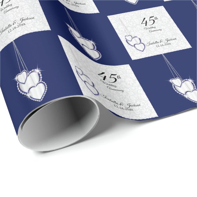 45th / 65th Sapphire Wedding Anniversary Wrapping Paper (Roll Corner)