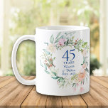 45th 65th Wedding Anniversary Country Floral Coffee Mug<br><div class="desc">Featuring a delicate watercolor floral garland,  this chic botanical sapphire wedding anniversary mug can be personalised with your special anniversary information in elegant text. Designed by Thisisnotme©</div>