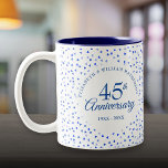 45th 65th Wedding Anniversary Hearts Confetti Two-Tone Coffee Mug<br><div class="desc">Featuring delicate hearts confetti. Personalise with your special sapphire anniversary details set in chic lettering. Designed by Thisisnotme©</div>