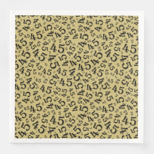 45th Age Random Number Pattern Black/Gold Napkin