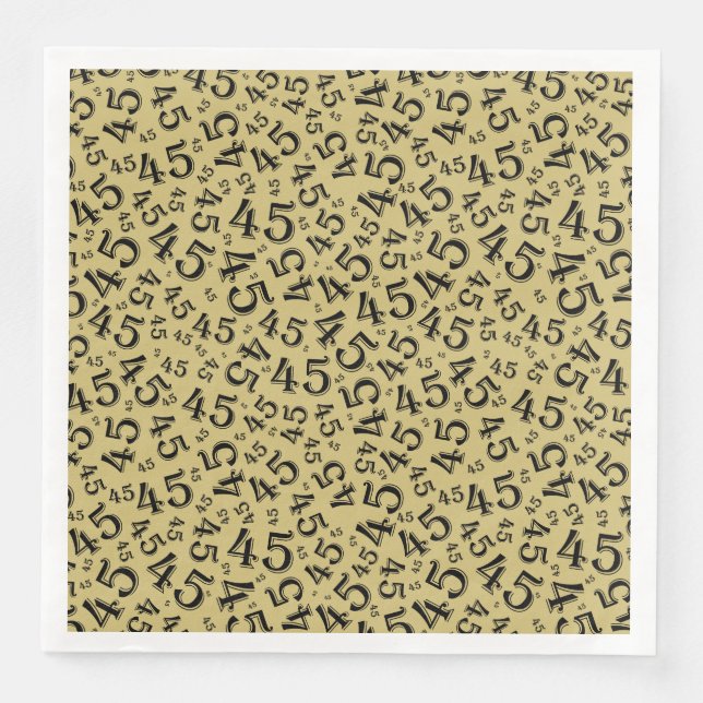 45th Age Random Number Pattern Black/Gold Napkin (Front)