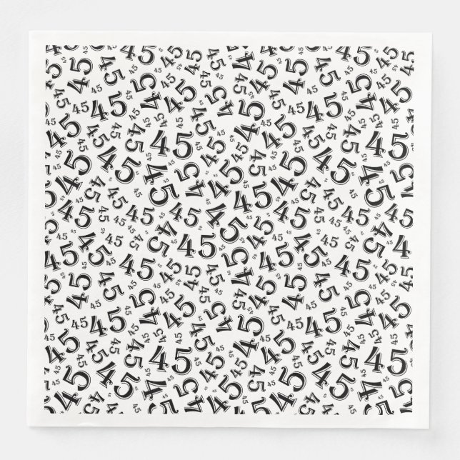 45th Age Random Number Pattern Black/White Napkin (Front)