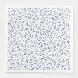 45th Age Random Number Pattern Blue/White Napkin