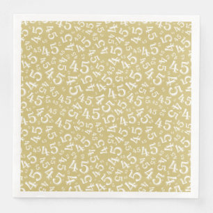 45th Age Random Number Pattern Gold/White Napkin