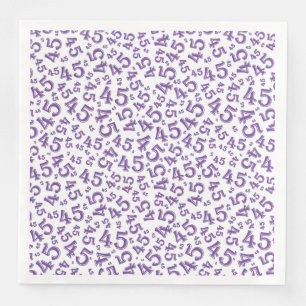 45th Age Random Number Pattern Purple/White Napkin