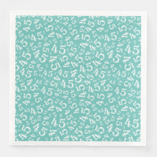 45th Age Random Number Pattern Teal/White Napkin