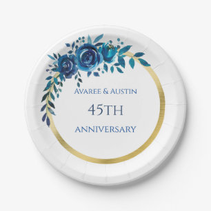 45th and 65th Sapphire Anniversary Paper Plate