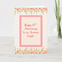 45th Anniversary Card in Peach with Floral Borders