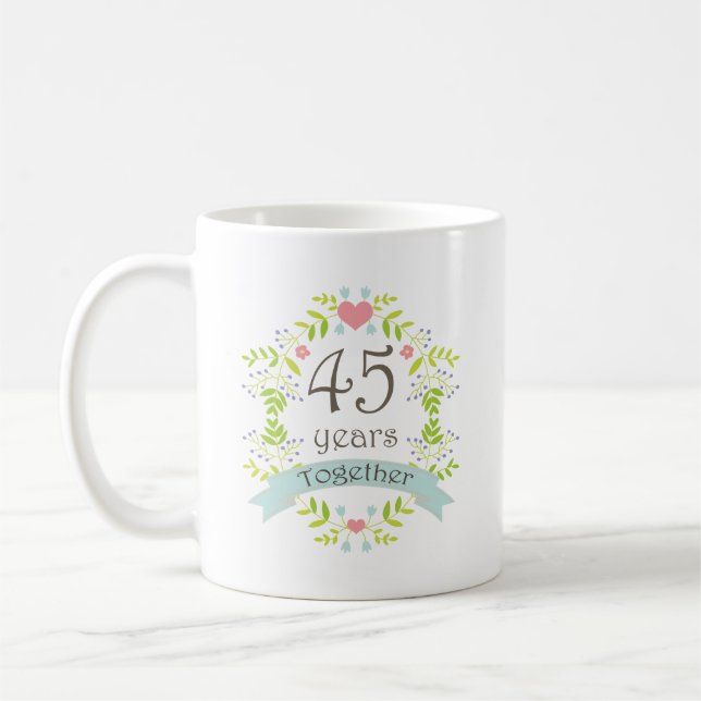 45th Anniversary Keepsake Beverage Coffee Mug (Left)