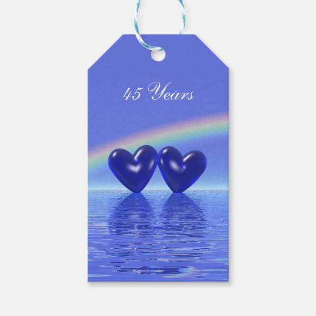 45th Anniversary Sapphire Hearts Gift Tags (Front)