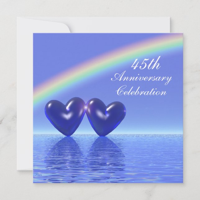 45th Anniversary Sapphire Hearts Invitation (Front)