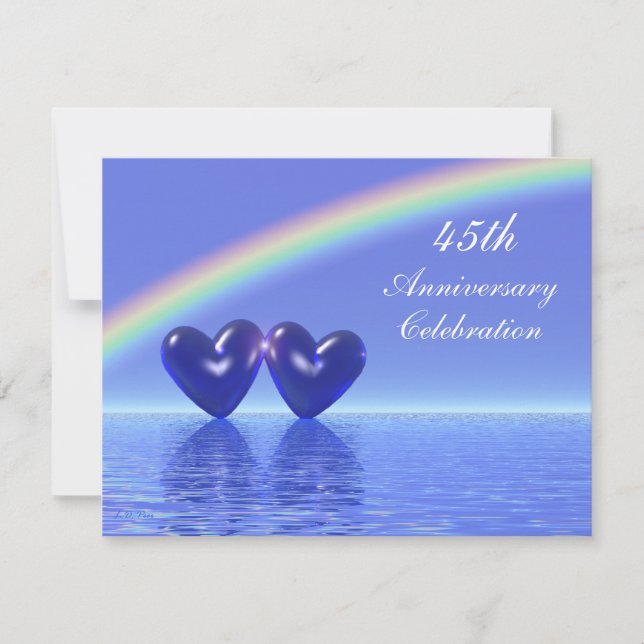 45th Anniversary Sapphire Hearts Invitation (Front)