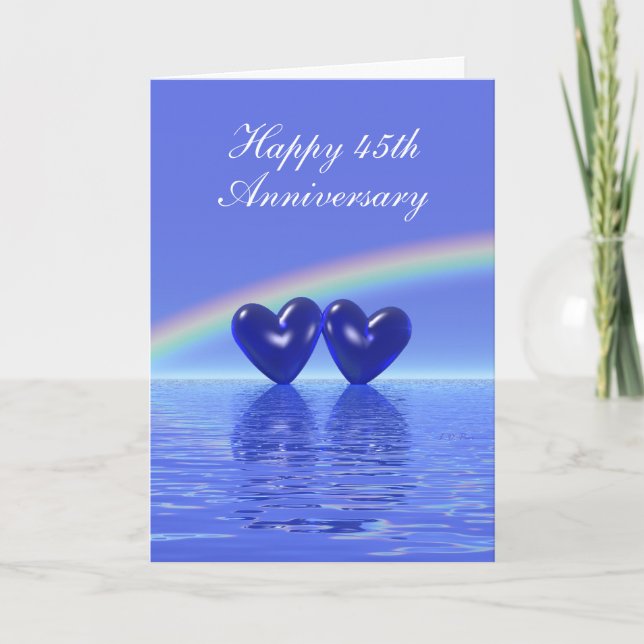 45th Anniversary Sapphire Hearts (Tall) Card (Front)