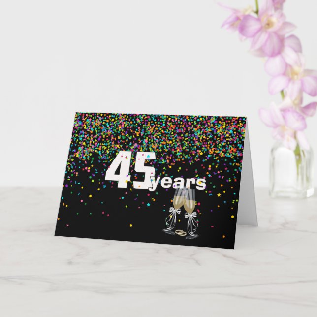 45th anniversary toast in confetti card (Orchid)