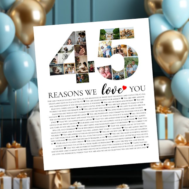 45th birthday all the reasons why we love you poster (Creator Uploaded)