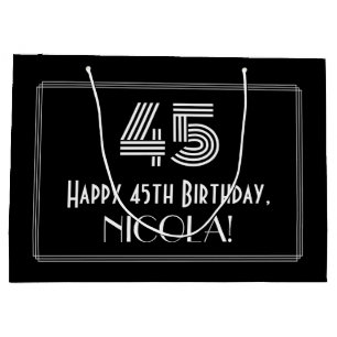 45th Birthday — Art Deco Inspired Look "45" & Na Large Gift Bag