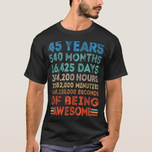 45th Birthday Awesome 45 Years Old Vintage Retro 5 T-Shirt