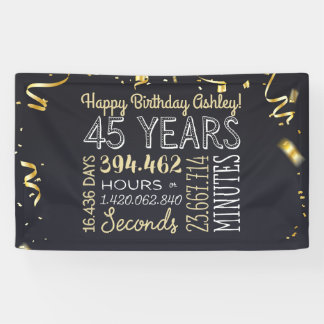 45th Birthday Banner - 45 Years in Hours & Seconds