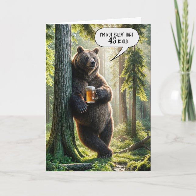 45th Birthday Bear With Beer Mug Card (Front)