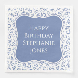 45th Birthday Blue/White Bracket Number Pattern Napkin
