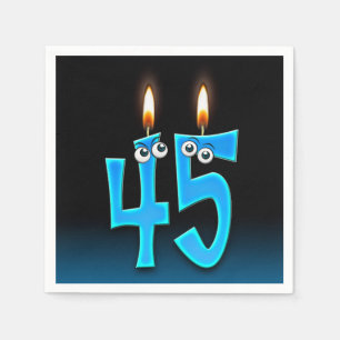 45th birthday candle with eyeballs napkin