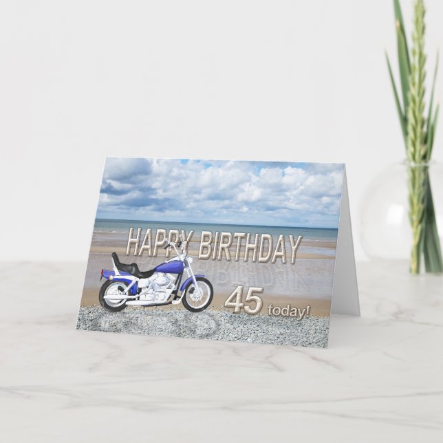 45th birthday card with a motor bike (Front)