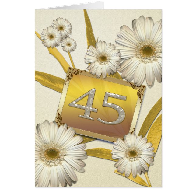 45th Birthday card with daisies. (Front)
