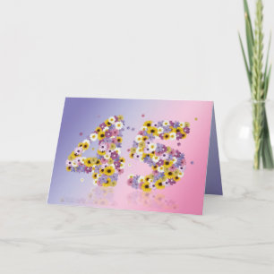 45th birthday card with flowery letters