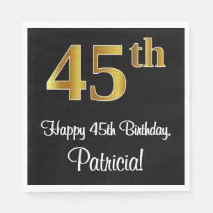 45th Birthday ~ Elegant Luxurious Faux Gold Look # Napkin