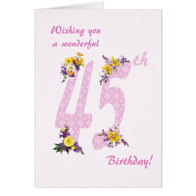 45th Birthday Flower Decorated Numbers (Front)
