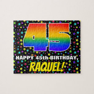 45th Birthday — Fun, Colourful Star Field Pattern Jigsaw Puzzle