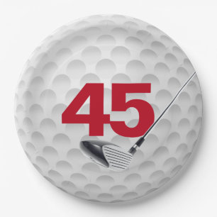 45th Birthday Golf Ball Design Paper Plate