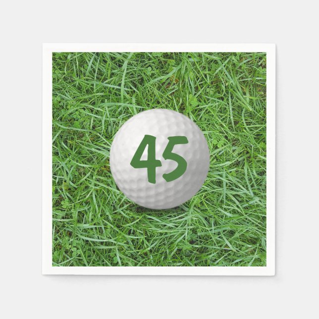 45th Birthday Golf Ball on Grass  Napkins (Front)